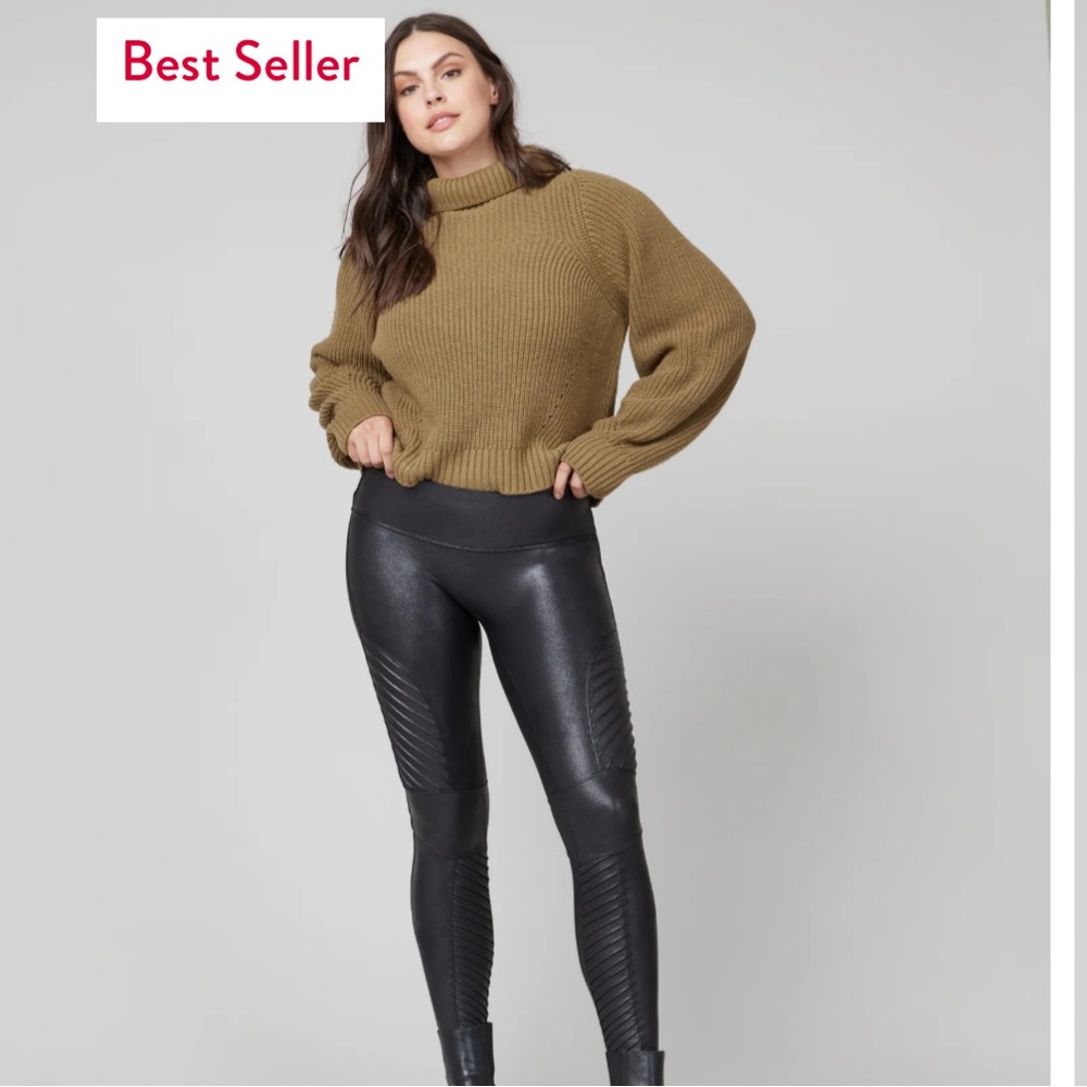 Never been worn Spanx Faux Leather Moto Leggings very black size Small